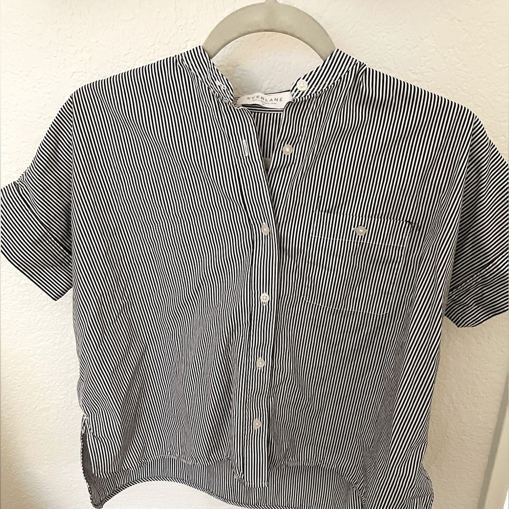 Everlane Short-Sleeved Crop Button Down Shirt